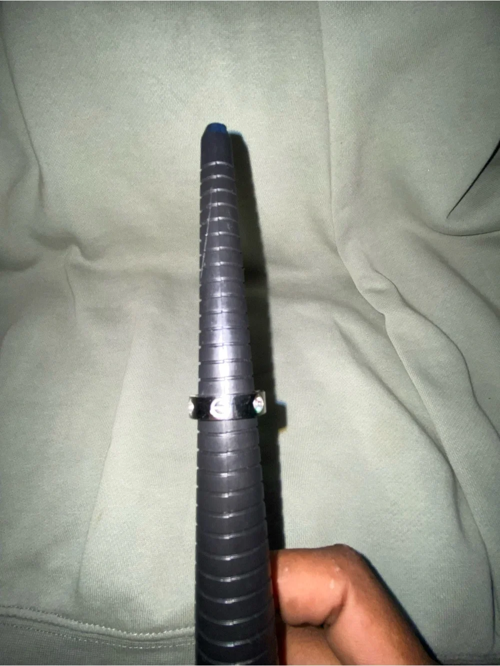 Adjustable Silver and Black Ring on Mandrel 8